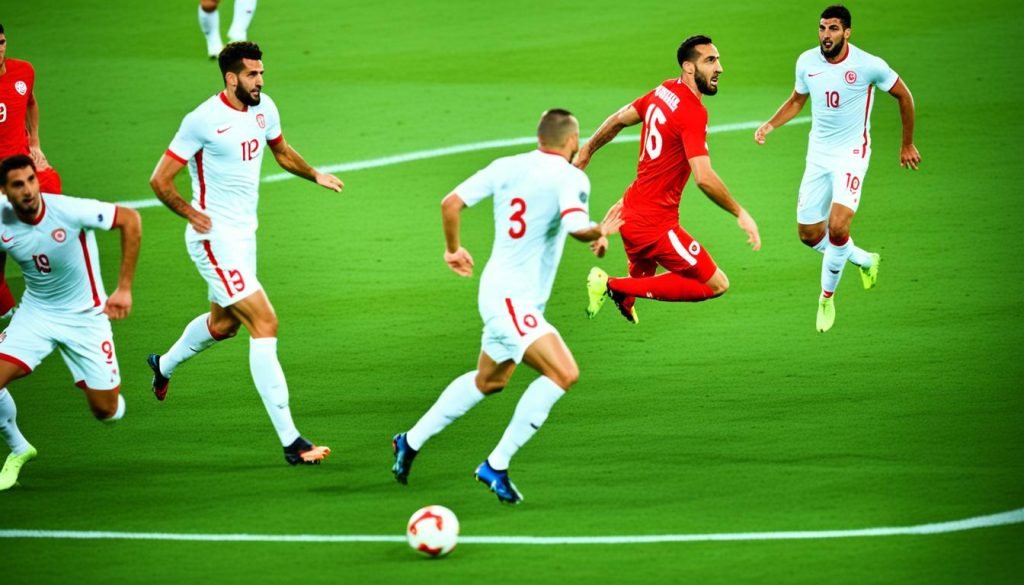 Tunisia national team in action